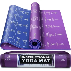 Instructional Yoga Mat with Poses & Carrying Strap